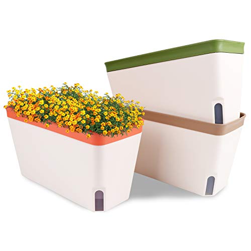 OurWarm Windowsill Herb Planter Box, Set of 3, Self Watering Plant ...