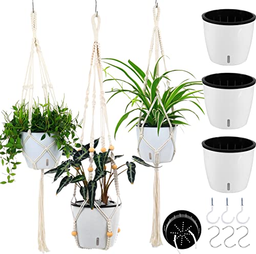 Plant Hangers Indoor with 6.7  Self Watering Pots for Indoor Plants...