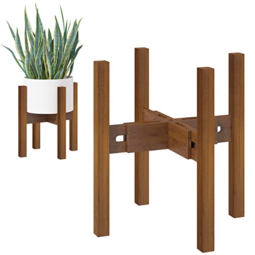 PlantsHome Fun Adjustable Plant Stand Indoor,Bamboo Mid Century Mod...