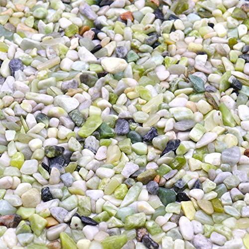 Premium Pebbles Rocks for Plants. Green Jade Decorative Polished Pe...