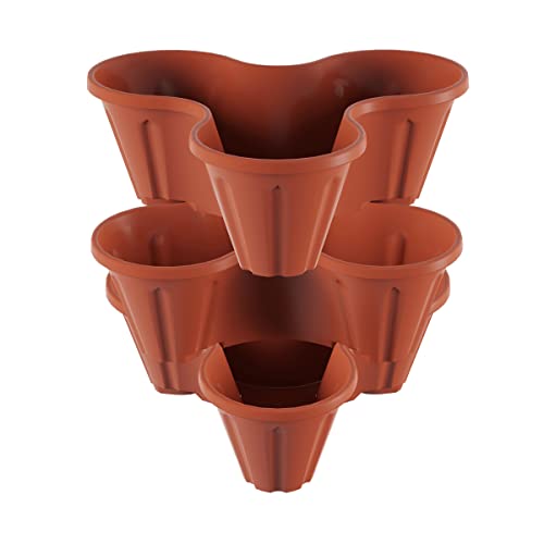Pure Garden Stackable Herb and Flower Planters for Indoor and Outdo...