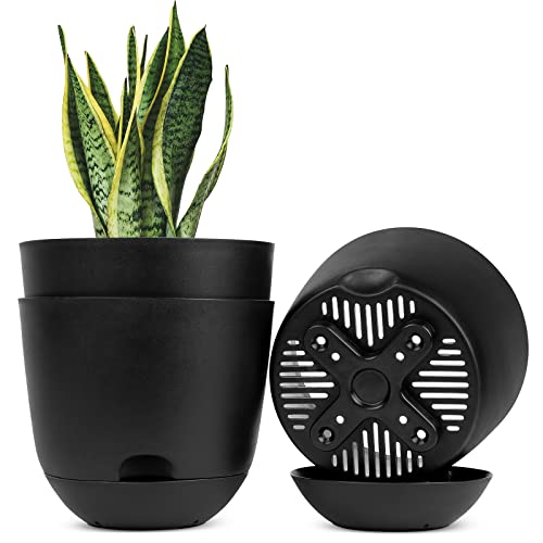 QCQHDU Plant Pots,3 Pack 8 inch Self Watering Planters High Drainag...