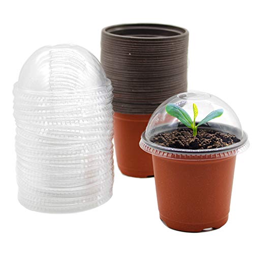 QPEY Plant Nursery Pots with Humidity Domes,30 Sets 4  Clear Soft N...