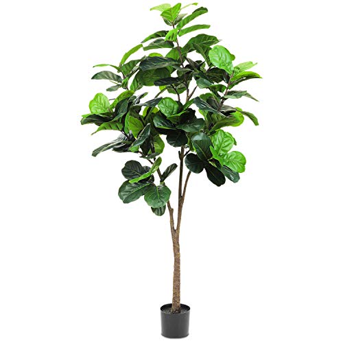 Realead 6ft Artificial Plant Fiddle Leaf Fig Tree Fake Tree in Pot ...
