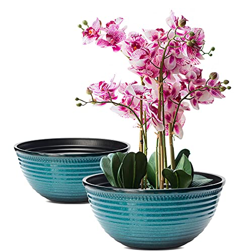 RICH ATLAS 2 Pack 10 Inch Plant Pots,Durable Decorative Flower Pots...