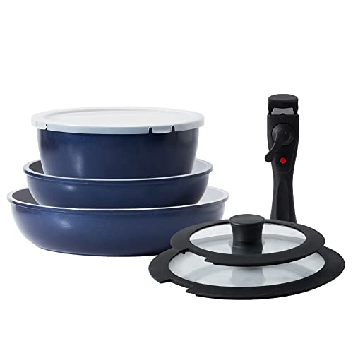 ROCKURWOK Pots and Pans with Removable Handle, Cookware Set with Ce...
