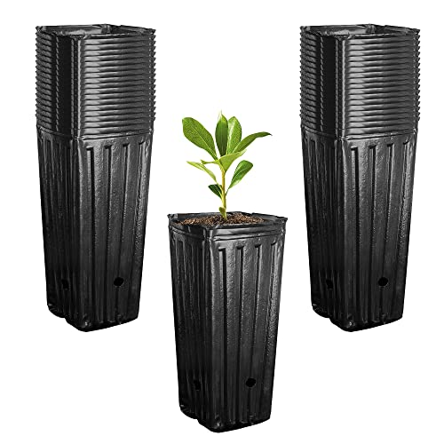 RunNico 50pcs Plastic Deep Plant Nursery Pots, 9.44”Tall Tree Pot...