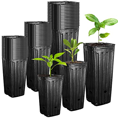 RunNico 60pcs Plastic Deep Plant Nursery Pots,Tall Tree Pots,Black ...