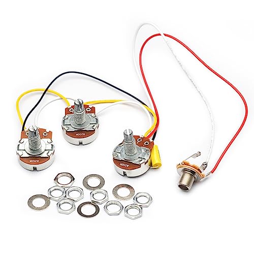 SAPHUE Bass Wiring Harness Prewired Kit 250K Big Pots 2 Volume 1 To...