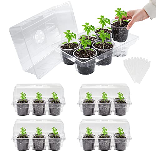 Seed Starter Tray with 4 Inch Clear Nursery Pots, 5-Pack Seedling S...