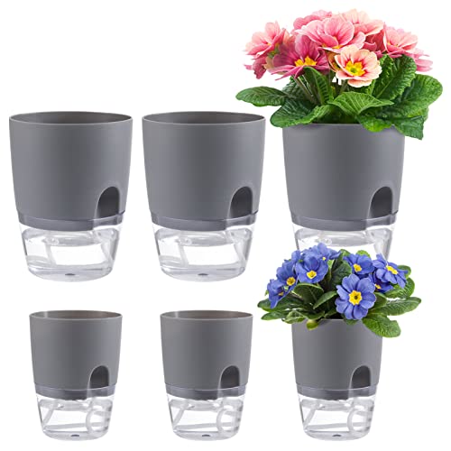 Self Watering Flower Pots - Set of 6 Plants Wicking Pots, 4.1 3.2 I...