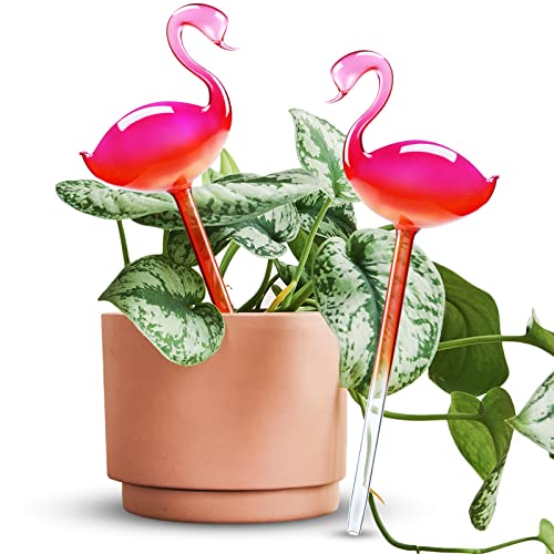 Self-Watering Glass Globes 2PCS Flamingo Gradient Hot Pink 10  Long...