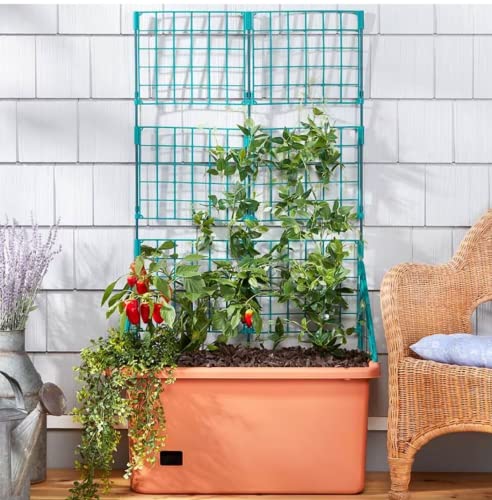 Self Watering Vegetable Planter Box with Trellis on Wheels - Mobile...