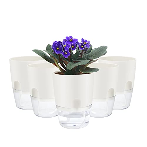 ShineMe Self Watering Pots, 5 Pack Self Watering Planters for Indoo...