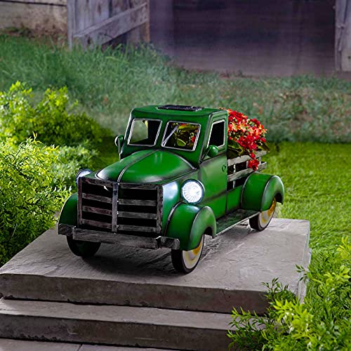 Solar Pickup Truck Garden Decor, Retro Style Pickup Truck Flower Po...
