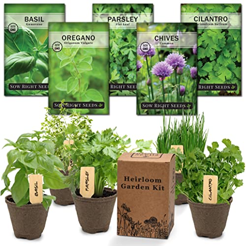 Sow Right Seeds - Heirloom Herb Garden Kit Indoor - Herb Garden Kit...