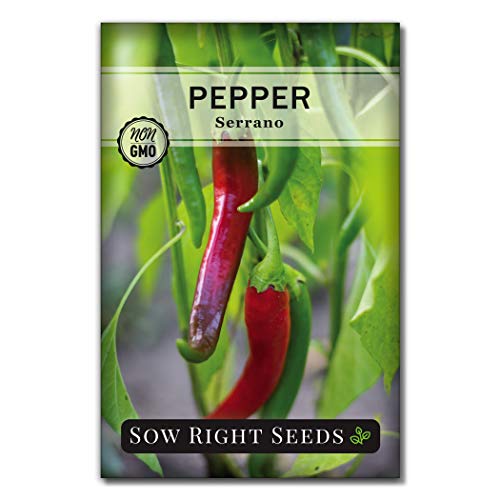 Sow Right Seeds - Serrano Hot Pepper Seed for Planting - Non-GMO He...