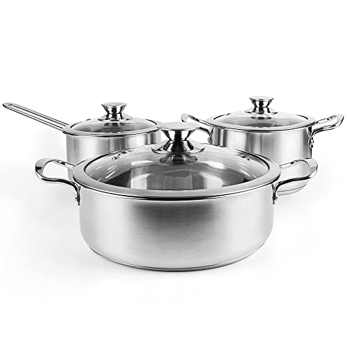 Stainless steel pot set,6 Piece Kitchen Induction Cookware Sets wit...