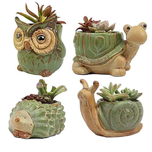 SUNSMIL Small Ceramic Succulent Pot with Drainage, Animal Succulent...