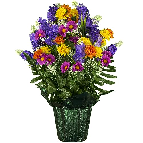 Sympathy Silks Artificial Flowers - Weighted Pot Bouquet Decoration...