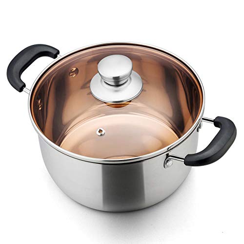 TeamFar Stock Pot 4qt, Stainless Steel Stockpot Soup Pasta Pot with...
