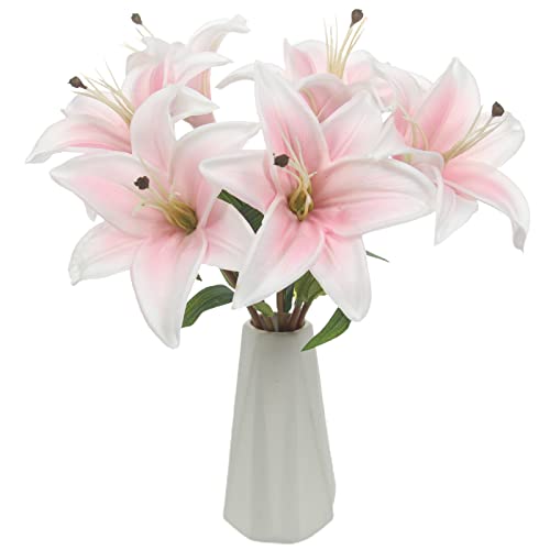 Tinsow Artificial Lily Real Touch Lily Fake Flowers for Wedding， ...