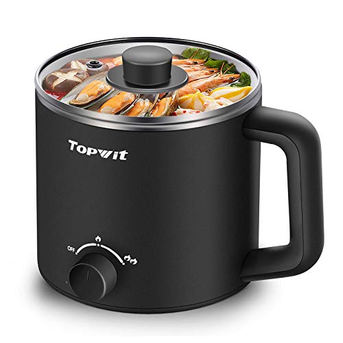 Topwit Electric Pot, Mini Ramen Cooker, 1.6L Noodles Pot, Hot Pot E...
