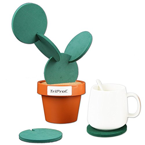 TriPro Original Coasters Set of 6 Pieces with Creative Cactus Shape...
