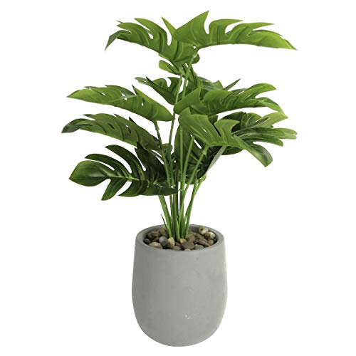 Tuokor 15  Small Artificial Greenery Plants Palm Green Leaf in Ceme...