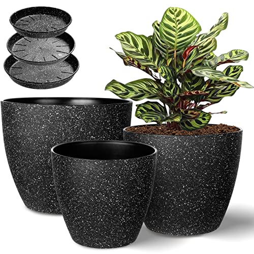 Vanavazon Plant Pots 9 8 7 Inch Set of 3 Flower Pots Indoor Outdoor...