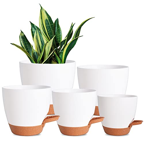Vanslogreen Plant Pots for Indoor Plants 5 Pack Self Watering Plant...
