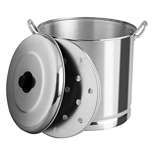Vasconia 32-Quart Steamer Pot (Aluminum) with Tray & Aluminum Lid f...