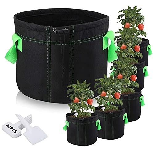 venrey 6-Pack 7-Gallon Plant Growing Pot Bags with Handles and 20 P...