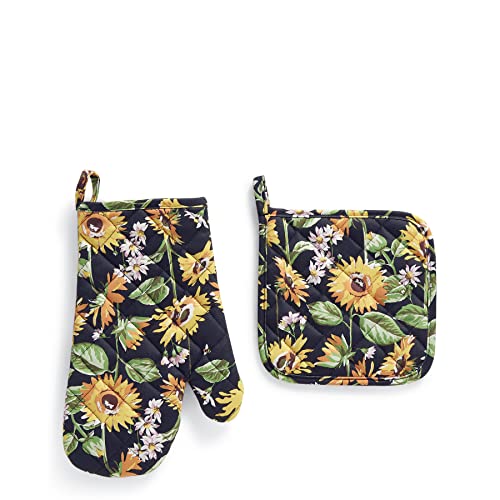 Vera Bradley Women s Cotton Pot Holder & Oven Mitt Set, Sunflowers,...