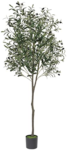 VIAGDO Artificial Olive Tree 6ft Tall Fake Potted Olive Silk Tree w...