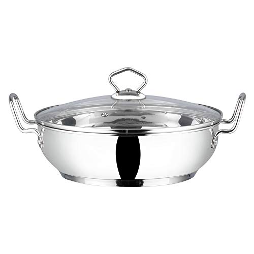 Vinod Stainless Steel Kadhai with Glass lid - Induction Friendly (1...