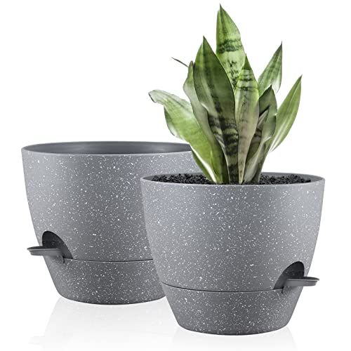 Warmplus Plastic Planters for Indoor Plants, 10 inch Speckled Plant...