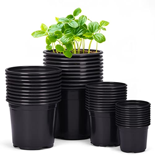 Whonline 40pcs 3 4 5 6 Inch Nursery Pots Variety Pack, Plastic Pots...