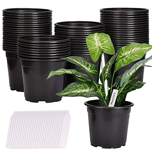 Whonline 60 Pack 6.6in Nursery Pots, Plastic Plant Pots Thickened S...
