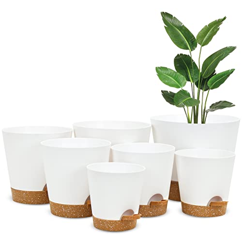 Whonline 7 Pack Self Watering Pots for Indoor Plants, 9 8 7 6.5 6 5...