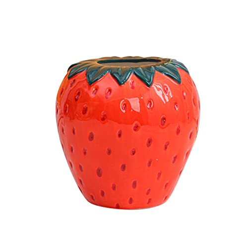 Wnvivi Strawberry Ceramic Vase,Fruit Shape Flower Pot,Decorative St...