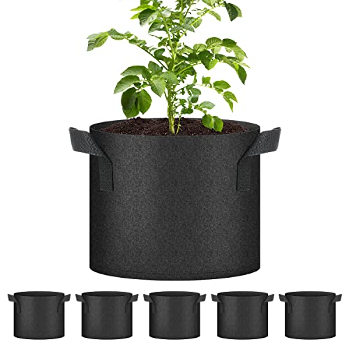YSSOA 5-Pack 5 Gallon Grow Bags, Aeration Nonwoven Fabric Plant Pot...
