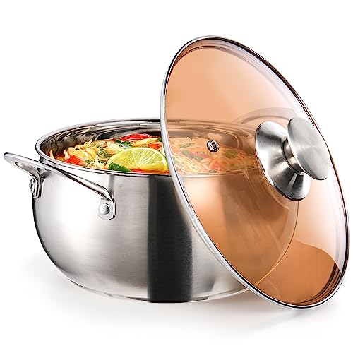 ZENFUN 4 Quart Stockpot with Glass Lid, Stainless Steel Stockpots, ...