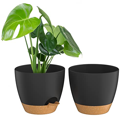 ZMTECH 2 Pack 8 Inch Plant Pots with Watering Lip Self Watering Pla...