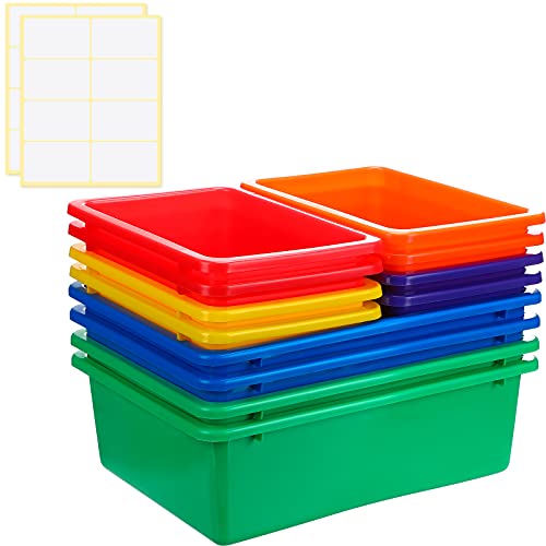 12 Pieces Plastic Cubby Bins Office Kids Storage Container Kids Toy...