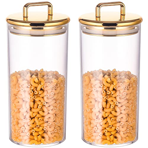 2 Pack 32 oz Large Acrylic Storage Apothecary Jar with Gold Airtigh...
