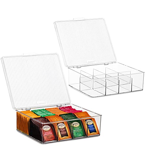 2 Pack Large Stackable Plastic Tea Bag Organizer - Storage Bin Box ...