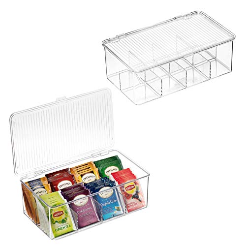2 Pack Stackable Plastic Tea Bag Organizer - Storage Bin Box for Ki...