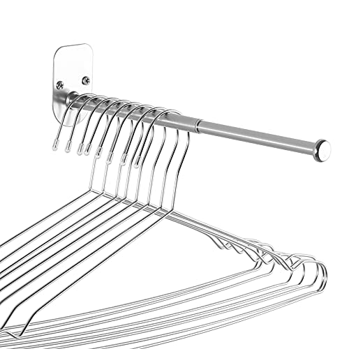 2-Section Stainless Steel Clothes Hanger Storage, Retractable Space...