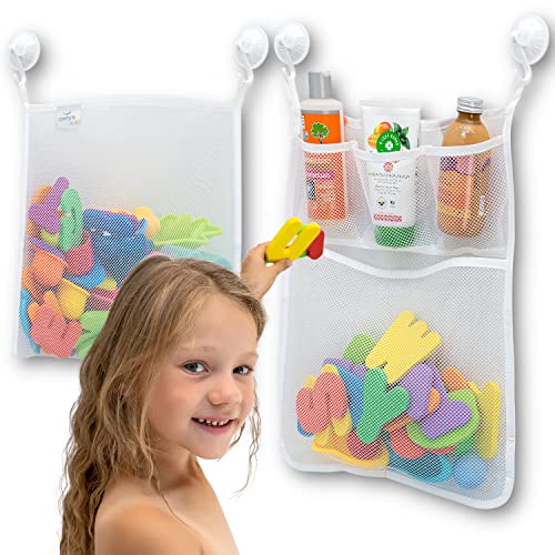 2 x Mesh Bath Toy Organizer + 6 Ultra Strong Hooks – The Perfect ...
